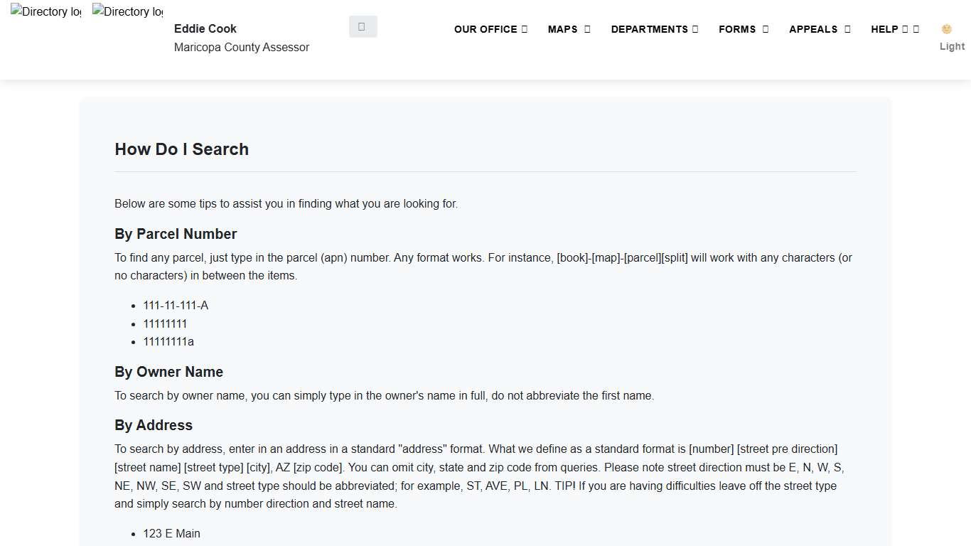 How Do I Search - Maricopa County Assessor's Office